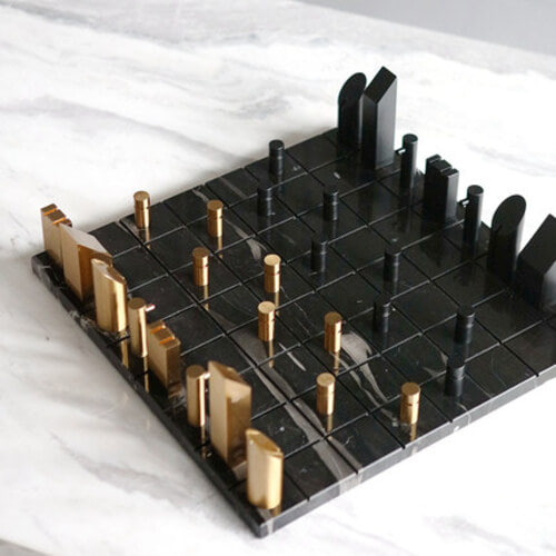 모던 라이트 럭셔리 대리석 메탈 체스 세트 모델하우스 거실 서재 고급 chess