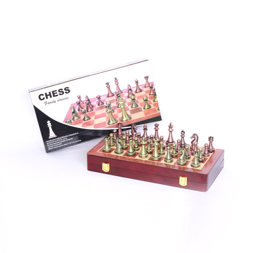 메탈 체스 세트 접이식 보드 초보자 주니어 라지 브론즈 골드 고급 chess