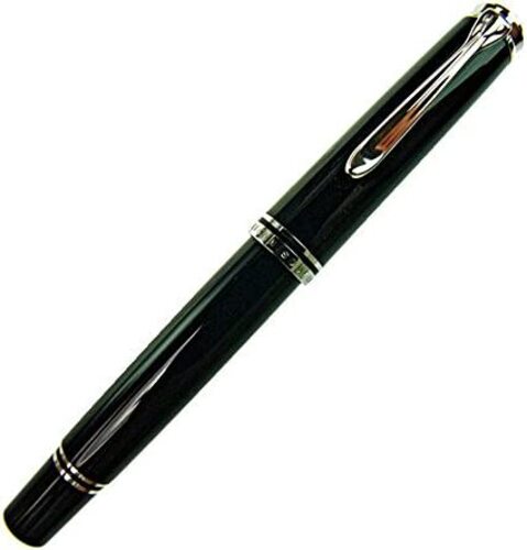 펠리칸 만년필 미국 M805 파운틴 펜 끝 인 완전 로듐 도금 화이트 골드 페니노 EF 블랙