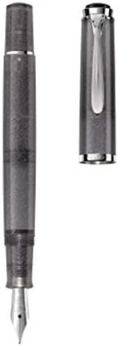 펠리칸 만년필 미국 스페셜 에디션 전통 M205 문스톤 , 넓은 니브, 에델스타인 문스톤 잉크 병 포함, 그레이, 1세트