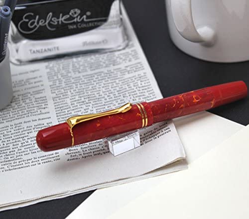 펠리칸 만년필 미국 스페셜 에디션 M101N 빈티지 및 잉크 세트, 미디엄 닙, 밝은 빨간색 펜, 각 1개