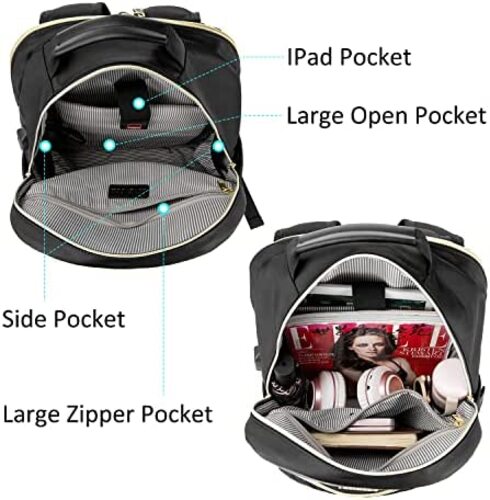 신학기 가방 미국 백팩 LOVEVOOK 여성용 노트북 수납, 퀼트 대용량 17인치, 블랙-630478