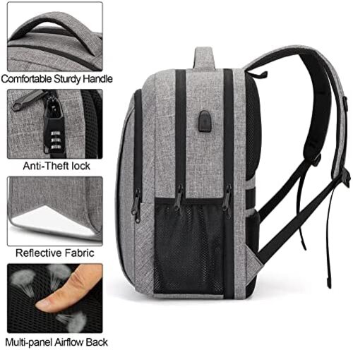 신학기 가방 미국 백팩 남성용 Lumesner 노트북 수납, USB 충전 포트가 있는 방수, 15.6인치 그레이-630456