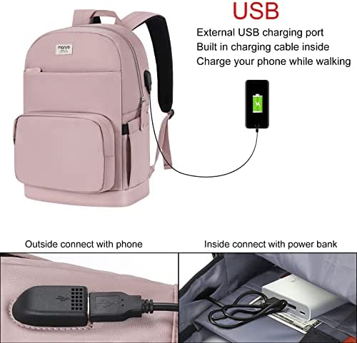 신학기 가방 미국 백팩 MOSISO 15.6, 16인치 20L 여성용 노트북 수납, USB 충전 포트 포함-630433
