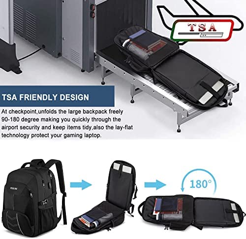 신학기 가방 미국 백팩 엑스트라 라지 남성 55L, USB 충전 포트 TSA 대용량 헤비듀티 블랙-630460