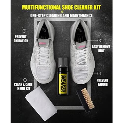 신발 클리너 미국 코즈고 운동화용 키트, 물 없는 폼 운동화 클리너 5.3Oz, 신발 브러시 및 신발 천 포함-630957