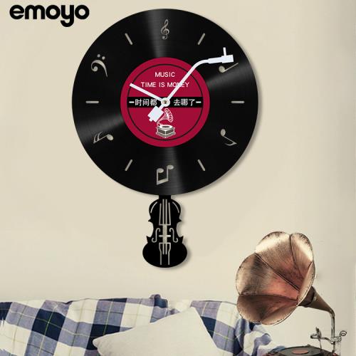 레코드 벽시계 블랙풀 음악 바이올린 스윙 장식 시계 바 카페-633197