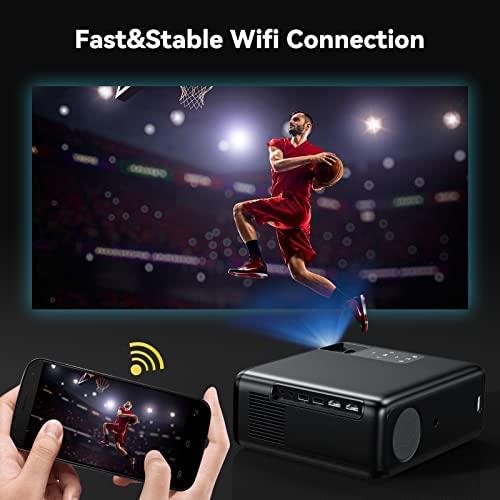 휴대용 미니 빔 프로젝터 미국 Rayfoto WiFi 블루투스, 9500L HD 네이티브 1080P 300 자이언트 스크린 디스플레이, 4K 지원 비디오 TV 스틱과 호환
