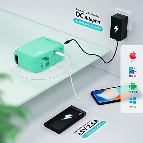 휴대용 미니 빔 프로젝터 미국 홈 시어터 휴대용 업그레이드 1080P 지원, 전화기를 무선으로 영화에 연결 가능