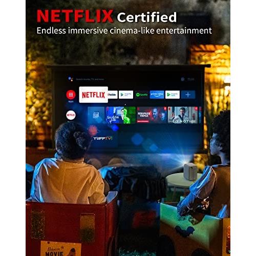 휴대용 미니 빔 프로젝터 미국 Native 1080P FHD, Netflix 인증 4K 안드로이드 TV 10.0