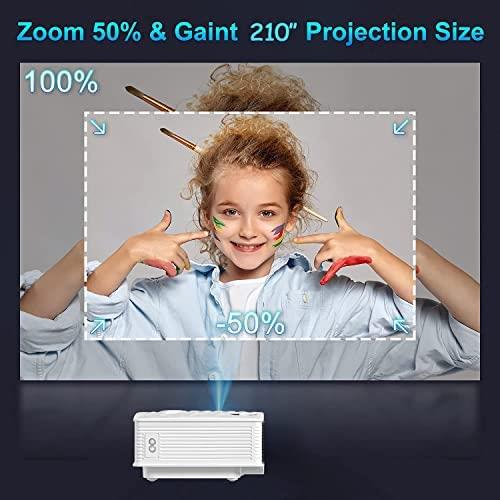 휴대용 미니 빔 프로젝터 미국 노트북 1080P 지원 가정용 야외 비디오 컴퓨터, 5500 Lux 120 디스플레이 영화