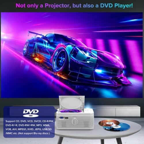 휴대용 미니 빔 프로젝터 미국 BIGASUO HD 9000L 블루투스 내장 DVD 플레이어, 1080P 및 250