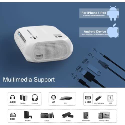 휴대용 미니 빔 프로젝터 미국 휴대용, 9000 Lumen 50000시간 멀티미디어 홈시어터 영화 iOS 안드로이드와 호환되는 1080P HDMI