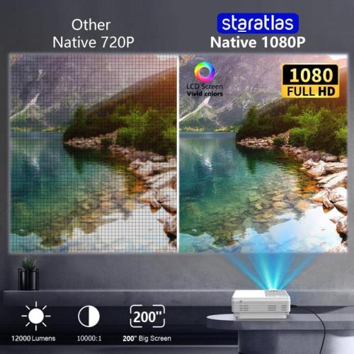 휴대용 미니 빔 프로젝터 미국 WiFi 및 블루투스가 지원되는 Staratlas, iPhone용 휴대용 FHD 1080P 홈 시네마용 5G