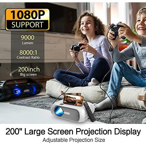 휴대용 미니 빔 프로젝터 미국 휴대용, 9000 Lumen 50000시간 멀티미디어 홈시어터 영화 iOS 안드로이드와 호환되는 1080P HDMI