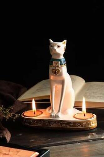 이국적인 이집트 고양이 촛대 조각 모형 액세서리 빈티지 인테리어