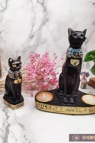 유럽식 이집트 고양이 캣츠 베스트 캔들 장식 블랙 공예품 빈티지 인테리어