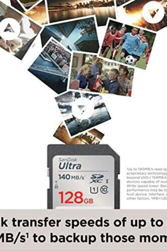 샌디스크 128GB Ultra SDXC UHS-I 메모리 카드 - 최대 140MB/s 미국-638020