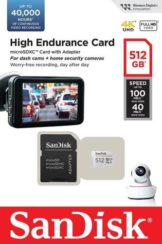 샌디스크 512GB 고내구성 비디오 MicroSDXC 카드 미국-638107