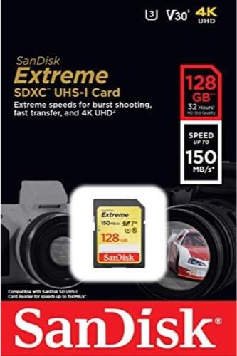 샌디스크 128GB Extreme SDXC UHS-I 메모리 카드 - 150MB/s 미국-638026
