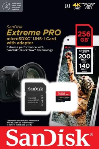 샌디스크 256GB Extreme PRO® 마이크로SD™ UHS-I 카드 미국-638043