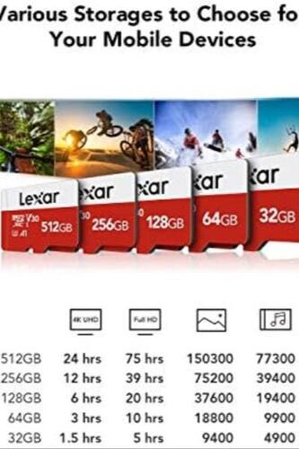 렉사 E-Series 64GB Micro SD 카드 3팩, 어댑터 포함 microSDXC UHS-I 플래시 메모리 카드 미국-638077