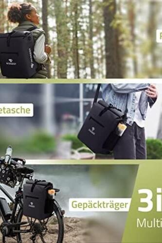 RADGEIST 3in1 독일 자전거가방 배낭랙 숄더백 노트북수납 방수 25L 검정색