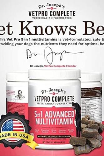 반려견 영양제 미국 프로바이오틱스가 포함된 VetPro Dog 비타민 및 보충 소프트 츄, 120 카운트 고관절 관절 건강, 면역계 알레르기 지원을 위한 글루코사민-641864