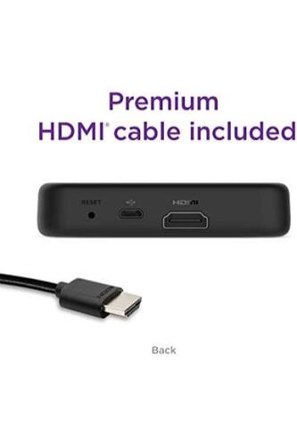 로쿠 프리미어 HD/4K/HDR 스트리밍 미디어 플레이어, 심플한 리모트 및 프리미엄 HDMI 케이블, 블랙 미국-642359