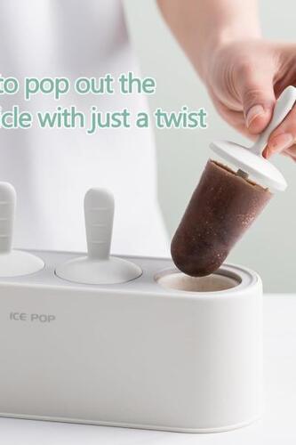 세트 4개입 홈메이킹 만든 실리콘 이지 릴리즈 재사용 가능한 DIY 팝 (그린) 미국 아이스크림 메이커 몰드-642522