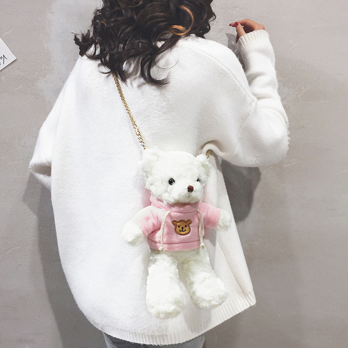 곰인형 백팩 뽀글이 가방 여성 가방 신상 캐릭터 큐트 인형공-22293192488044