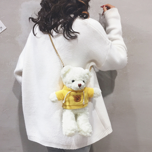 곰인형 백팩 뽀글이 가방 여성 가방 신상 캐릭터 큐트 인형공-22293192488044