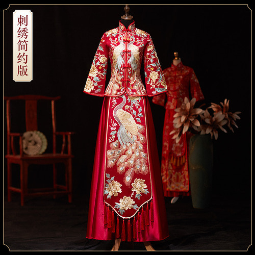 전통 치파오 의상 수화복 결혼신부 중국식 경주복 슬림-22293192489794