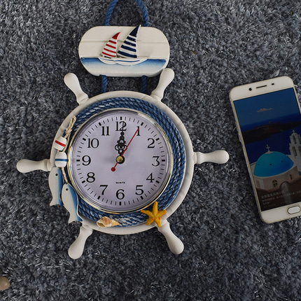 인테리어 인기 예쁜 벽시계 지중해풍 23CM 보트시계 해양장식 시계-502953