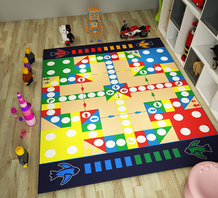 캐릭터 귀여운매트 러그 캐릭터 숫자 체크가 집을 뛰어내리는 깔개 어린이 방 놀이 카펫 눕방-506455