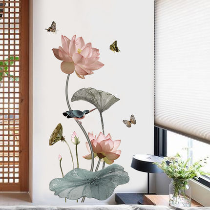 스티커 인테리어 벽지 연꽃 3D 입체 벽 스티커 그림 아늑한 침실 스티커 작-509803