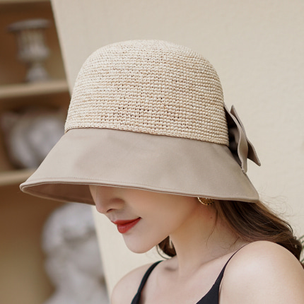 사파리모자 선캡 밀짚모자 여자 여름 챙 비치 모자 에어 리본-516551