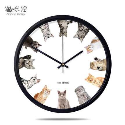 고양이 벽시계귀여운  거실 시계 패션 아이디어 큐트 아트 벽시계-519550