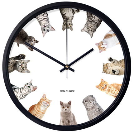 고양이 벽시계귀여운  거실 시계 패션 아이디어 큐트 아트 벽시계-519550