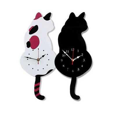 고양이 벽시계시계 인스 북유럽 여아 방 장식품 진열 시계학-519588