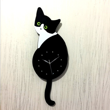 고양이 벽시계모던 크리미 캣 괘종 거실 방 정음 시계-519591