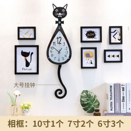 고양이 벽시계캣츠 괘종 패션 거실 시계 유럽식 심플 패션 꼬리흔들기 -519609