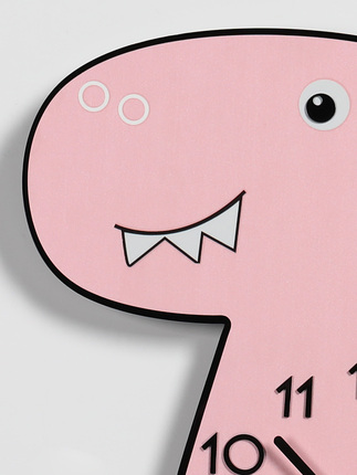 캐릭터 동물 벽시계창조적인 캐릭터 핑크공룡 시계 벽시계 거실 가정용 패션 모던 심플-519951