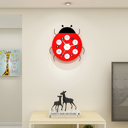 캐릭터 동물 벽시계캐릭터 시계 벽시계 거실 홈 패션 시계 레이디버그 아이디어-520030