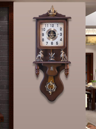 앤틱 빈티지 시계 거실 중국식 벽시계 가정용 빈티지 시계 클래식 우드 앤티크 시계-520162