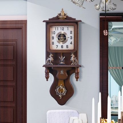 앤틱 빈티지 시계 별장 거실의 중국식 벽시계 가정용 빈티지 시계 골동품-520239