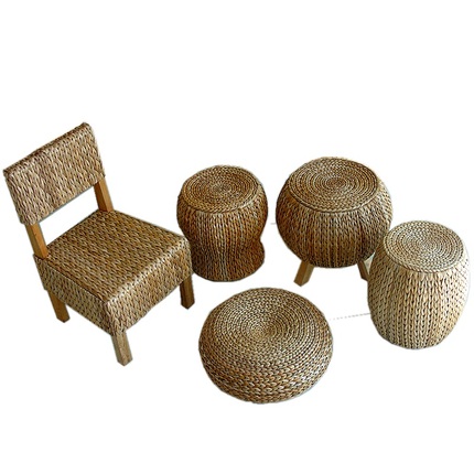 라탄 스툴 건강 의자 등나무로 만든 낮은 의자, 둥근 의자, 풀로 만든 가구, 캐주얼 의자, 침대.-520437