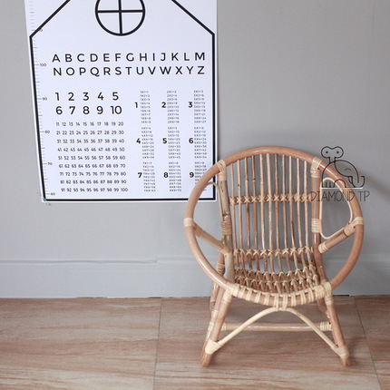 라탄 스툴 건강 의자 북유럽 등나무 어린이 의자 등받이 홈 베이비 시트 쿠션-520489