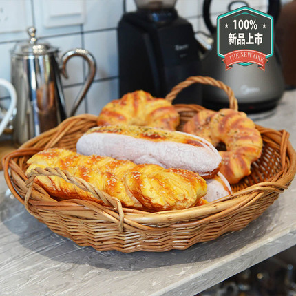 라탄 다용도 바구니 손으로 짠 바구니 덩굴로 만든 빵 바구니 유럽식 원형 바구니 점-520897