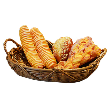 라탄 다용도 바구니 손으로 짠 바구니 덩굴로 만든 빵 바구니 유럽식 원형 바구니 점-520897
